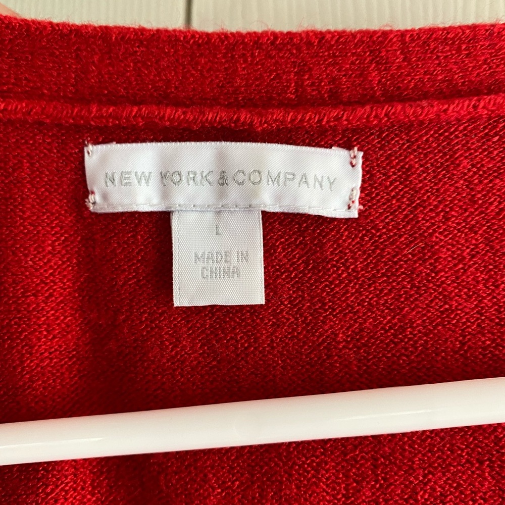 Red V-Neck Sweater - Picture 3 of 3